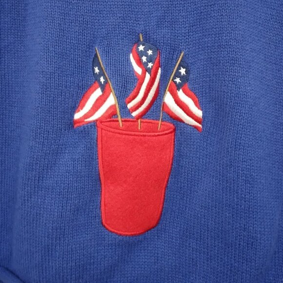 Quacker Factory | Patriotic Stars & Stripes Knit Cardigan Americana | Size M - Picture 5 of 7